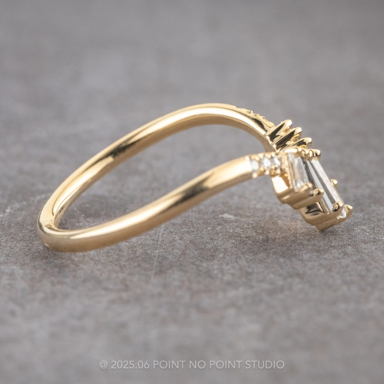 Ombre Baguette Diamond Wedding Band, Extra Diamond Chenoa Setting, 14K Yellow Gold 4 Ombre Baguette Diamond Wedding Band, Extra Diamond Chenoa Setting, 14K Yellow Gold - Image 4