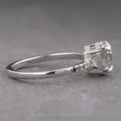 2.13 Carat Canadian Salt And Pepper Hexagon Diamond Engagement Ring, Ombre Jules Setting, 14k White Gold -Point No Point Studio Store 18804 2