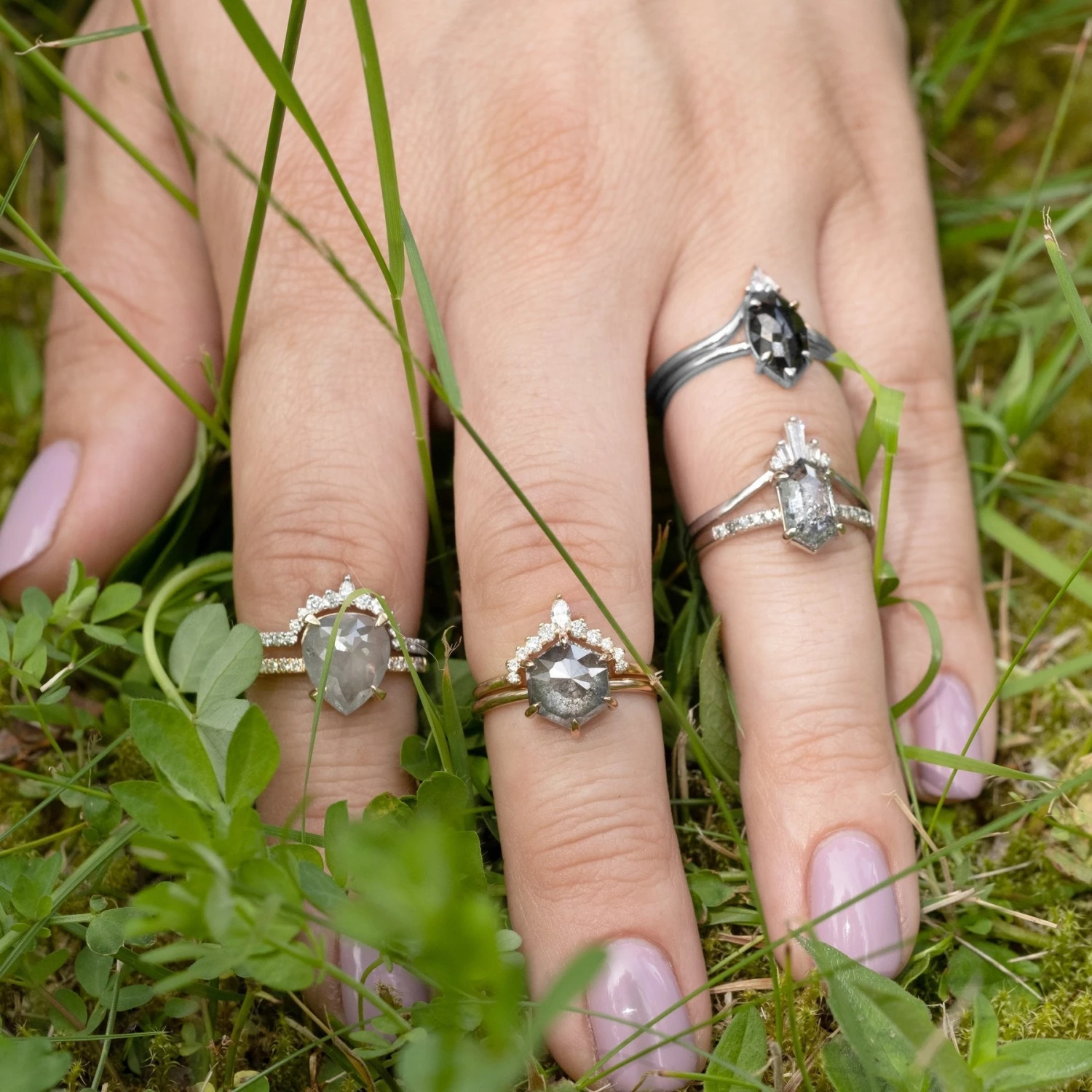 1.71 Carat Black Marquise Diamond Engagement Ring, Jane Setting, Platinum 8 1.71 Carat Black Marquise Diamond Engagement Ring, Jane Setting, Platinum - Image 8