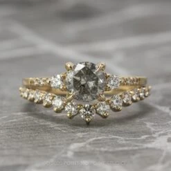 1.33 Carat Salt And Pepper Diamond Engagement Ring, Eliza Setting, 14K Yellow Gold -Point No Point Studio Store 200105 1 8869fe2e 68a3 4a64 b708 7d790b7cd8eb