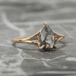 1.37 Carat Black Speckled Pear Diamond Engagement Ring, Split Shank Jane, 14K Rose Gold -Point No Point Studio Store 200118 2 fd925ad1 dc48 422f 898b 42aac626d532