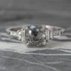 2.31 Carat Salt And Pepper Cushion Diamond Engagement Ring, Betsy Setting, Platinum