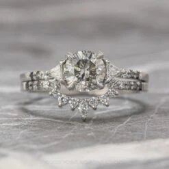 1.15 Carat Salt And Pepper Round Diamond Engagement Ring, Ombre Eliza Setting, 14K White Gold -Point No Point Studio Store 200303 1 79dea442 ee33 4773 8715 3568b111572f