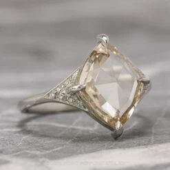 3.02 Carat Clear Champagne Lozenge Diamond Engagement Ring, Aela Setting, Platinum -Point No Point Studio Store 200308 3 a7c261fa 3f3f 4fd2 81b2 9120f84ecdab