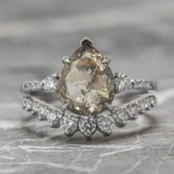 3.16 Carat Salt And Pepper Pear Diamond Engagement Ring, Eliza Setting, 14K White Gold -Point No Point Studio Store 200351 1 9b40a82c 8182 43f2 bb6e 473b27c5f8e7