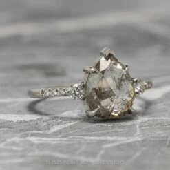 3.16 Carat Salt And Pepper Pear Diamond Engagement Ring, Eliza Setting, 14K White Gold -Point No Point Studio Store 200351 3 2849aff4 422a 4ffa 824b 38f03b0f11c4