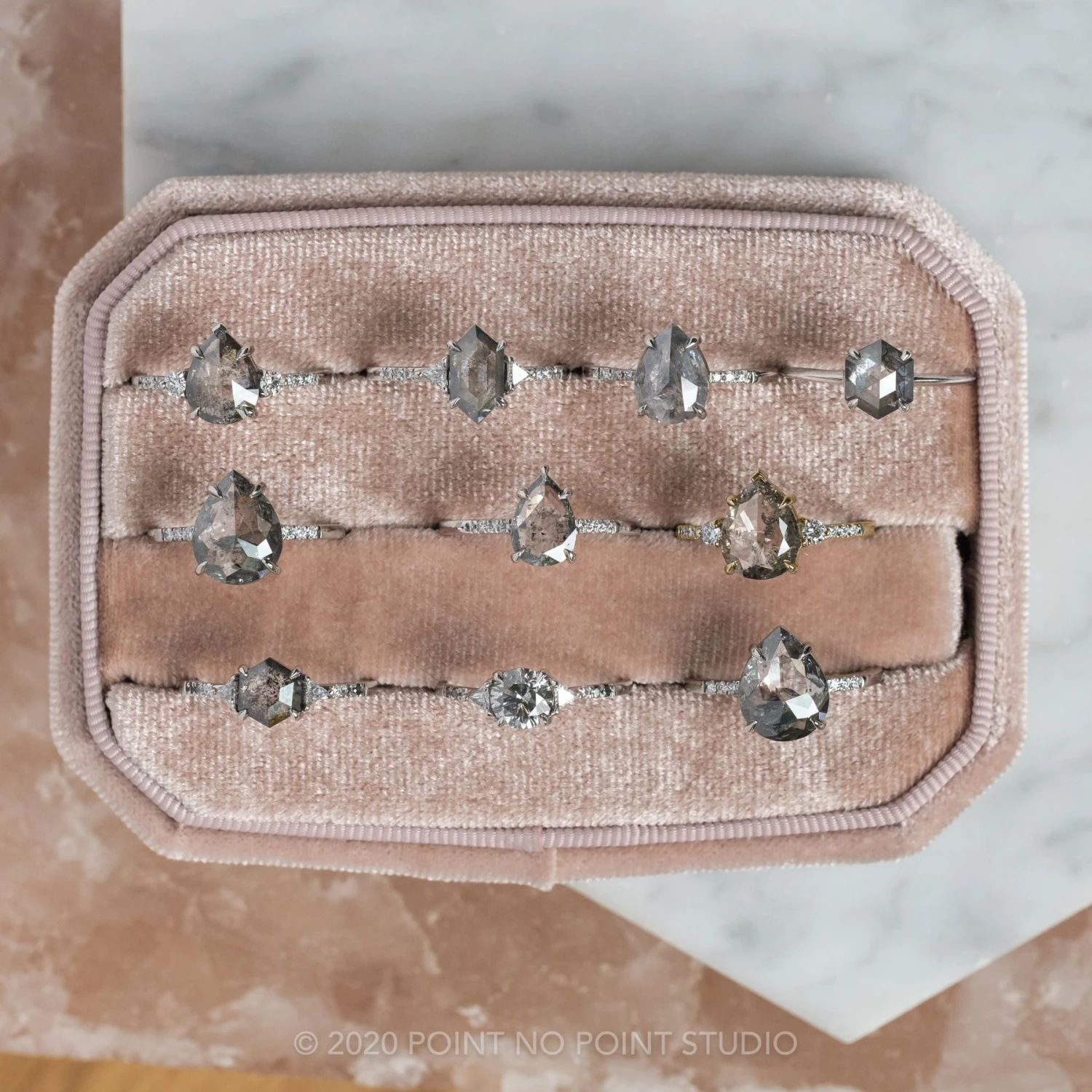 3.16 Carat Salt And Pepper Pear Diamond Engagement Ring, Eliza Setting, 14K Yellow Gold 8 3.16 Carat Salt And Pepper Pear Diamond Engagement Ring, Eliza Setting, 14K Yellow Gold - Image 8