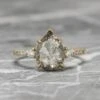 3.16 Carat Salt And Pepper Pear Diamond Engagement Ring, Eliza Setting, 14K Yellow Gold