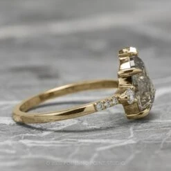 3.16 Carat Salt And Pepper Pear Diamond Engagement Ring, Eliza Setting, 14K Yellow Gold 22 3.16 Carat Salt And Pepper Pear Diamond Engagement Ring, Eliza Setting, 14K Yellow Gold -Point No Point Studio Store 200351YG 4