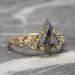 1.34 Carat Black Speckled Kite Diamond Engagement Ring, Quinn Setting, 14K Yellow Gold -Point No Point Studio Store 200371YG 2 f2e39c7b 7fba 4b4c 9c34 7bb3306a00e5