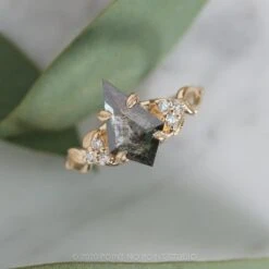 1.34 Carat Black Speckled Kite Diamond Engagement Ring, Quinn Setting, 14K Yellow Gold -Point No Point Studio Store 200371YG 6 1b3fa7b9 9110 4a0b a479 ab17ceb6c864