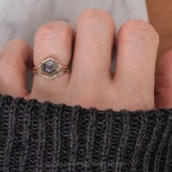 1.58 Carat Black Speckled Hexagon Diamond Engagement Ring, Bezel Zoe Setting, 14K Rose Gold -Point No Point Studio Store 200380RG 8 3be3b534 0ea0 4348 9b67 93393bb23170