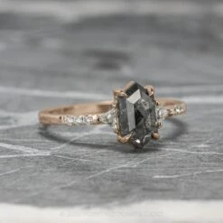 1.11 Carat Black Speckled Hexagon Diamond Engagement Ring, Eliza Setting, 14K Rose Gold 15 1.11 Carat Black Speckled Hexagon Diamond Engagement Ring, Eliza Setting, 14K Rose Gold -Point No Point Studio Store 200384RG 7 acfb4f6d c88c 4f62 92f9 5041c6d96fa3