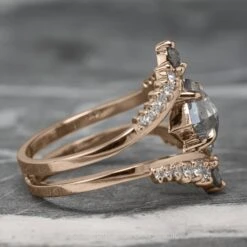 .89 Carat Grey Speckled Lozenge Diamond Engagement Ring, Empress Setting, 14K Rose Gold -Point No Point Studio Store 200399RG 3