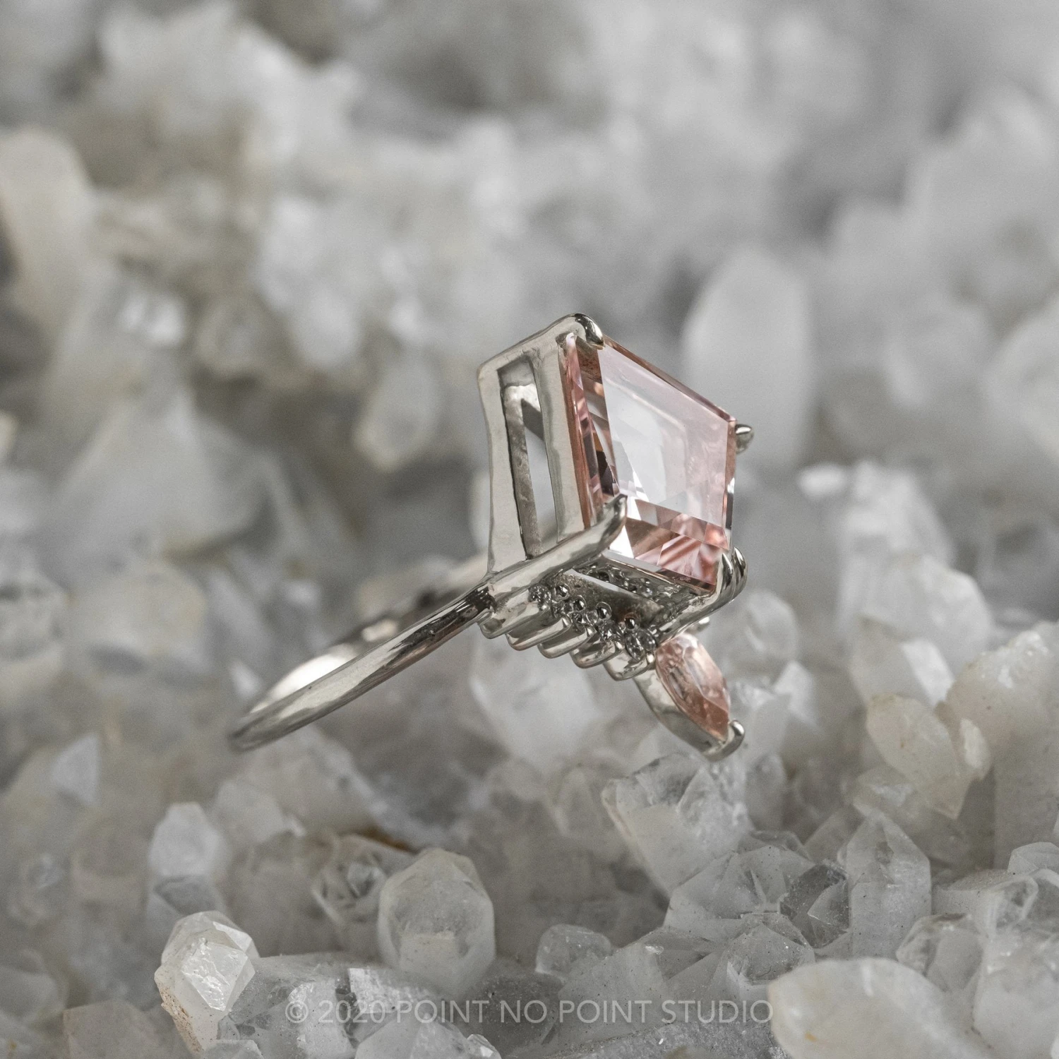 2.34 Carat Kite Morganite And Diamond Engagement Ring, Ava Setting, Platinum 6 2.34 Carat Kite Morganite And Diamond Engagement Ring, Ava Setting, Platinum - Image 6