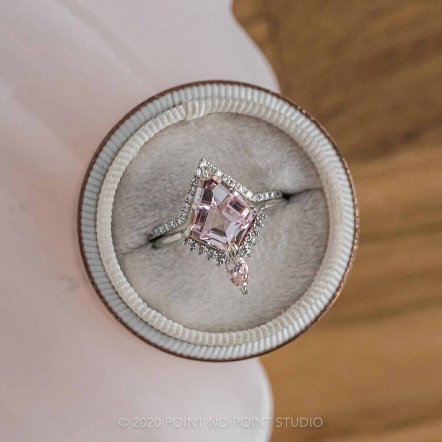 2.34 Carat Kite Morganite And Diamond Engagement Ring, Ava Setting, Platinum 3 2.34 Carat Kite Morganite And Diamond Engagement Ring, Ava Setting, Platinum - Image 3