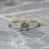 1.11 Carat Salt And Pepper Round Diamond Engagement Ring, Jules Setting, 14K Yellow Gold