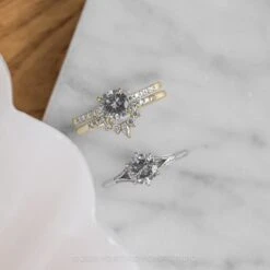 1.11 Carat Salt And Pepper Round Diamond Engagement Ring, Jules Setting, 14K Yellow Gold 12 1.11 Carat Salt And Pepper Round Diamond Engagement Ring, Jules Setting, 14K Yellow Gold -Point No Point Studio Store 200422YG 6 b343d54f d566 4b79 b339 1ad67b022da1