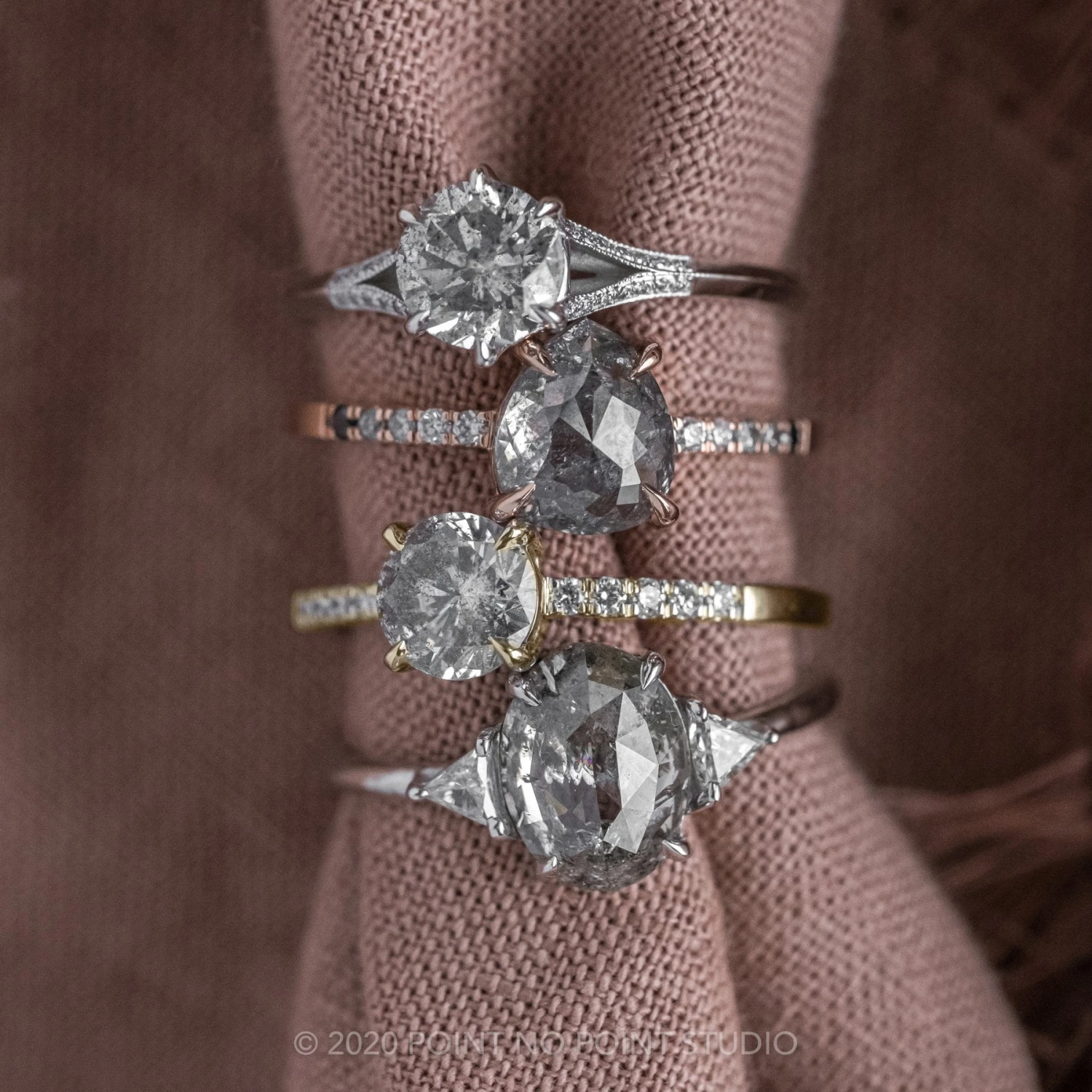 1.11 Carat Salt And Pepper Round Diamond Engagement Ring, Jules Setting, 14K Yellow Gold 5 1.11 Carat Salt And Pepper Round Diamond Engagement Ring, Jules Setting, 14K Yellow Gold - Image 5