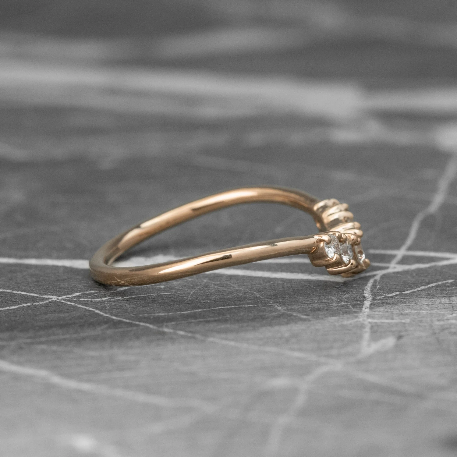 Petite Catherine Diamond Wedding Band, 14k Rose Gold 12 Petite Catherine Diamond Wedding Band, 14k Rose Gold - Image 12