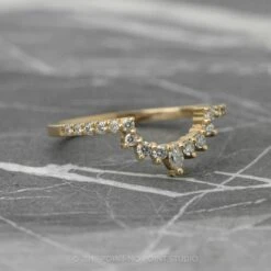 Diamond Contour Wedding Band, Large Emma Setting, 14K Yellow Gold 6 Diamond Contour Wedding Band, Large Emma Setting, 14K Yellow Gold -Point No Point Studio Store 20191126 SFPH4788YG