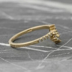 Diamond Contour Wedding Band, Large Emma Setting, 14K Yellow Gold 7 Diamond Contour Wedding Band, Large Emma Setting, 14K Yellow Gold -Point No Point Studio Store 20191126 SFPH4789YG