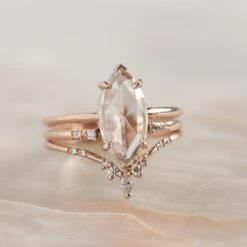 1.35 Carat Clear Marquise Diamond Engagement Ring, Jane Setting, 14K Rose Gold -Point No Point Studio Store 20200226 SFS0146
