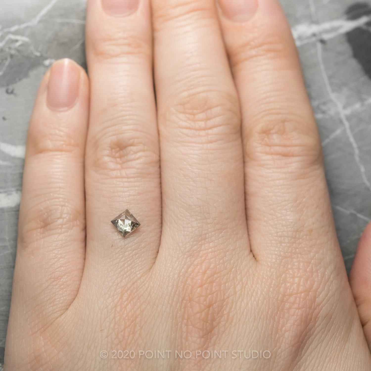 .64 Carat Salt And Pepper Rose Cut Lozenge Diamond 2 .64 Carat Salt And Pepper Rose Cut Lozenge Diamond - Image 2