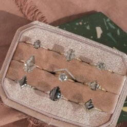 1.33 Carat Salt And Pepper Diamond Engagement Ring, Eliza Setting, 14K Yellow Gold -Point No Point Studio Store 20200311 SFS0139 9cf982a8 6c98 4e45 821e ec161b7d9ec5