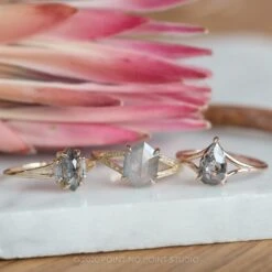 1.37 Carat Black Speckled Pear Diamond Engagement Ring, Split Shank Jane, 14K Rose Gold -Point No Point Studio Store 20200311 SFS0273 055c0955 ea63 40a8 a4a1 dde7518788c2