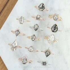 1.37 Carat Black Speckled Pear Diamond Engagement Ring, Split Shank Jane, 14K Rose Gold -Point No Point Studio Store 20200311 SFS0289 871f6266 c31b 42bf b83a badaef89fddf