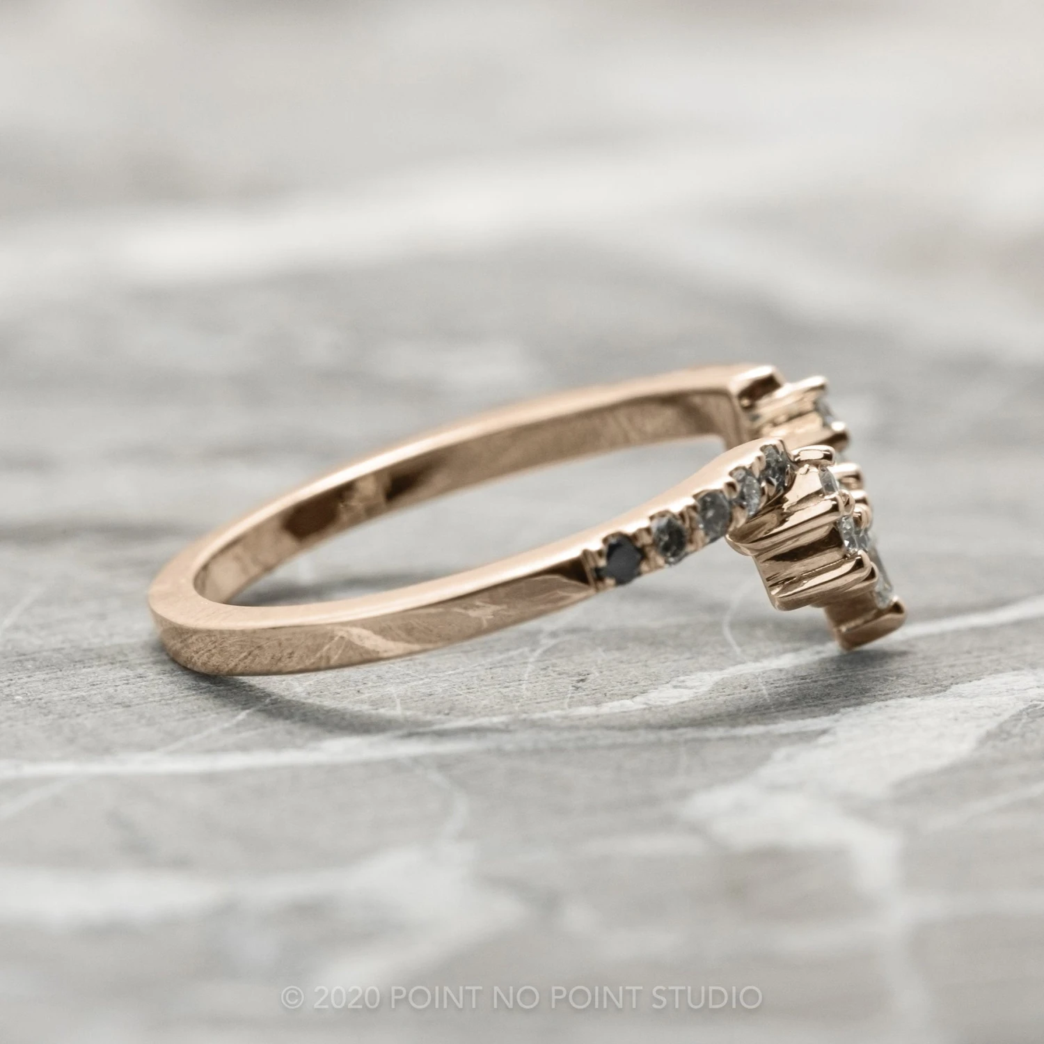 Diamond Contour Wedding Band, Medium Ombre Emma Setting, 14K Rose Gold 7 Diamond Contour Wedding Band, Medium Ombre Emma Setting, 14K Rose Gold - Image 7