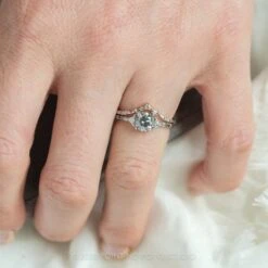 1.15 Carat Salt And Pepper Round Diamond Engagement Ring, Ombre Eliza Setting, 14K White Gold -Point No Point Studio Store 20200806 SFS0290 373dd70c 268f 4814 9967 83f32f2868e8