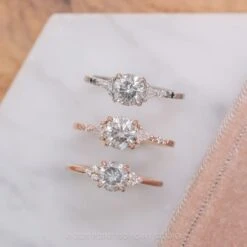 1.15 Carat Salt And Pepper Round Diamond Engagement Ring, Ombre Eliza Setting, 14K White Gold -Point No Point Studio Store 20200806 SFS0323 e48eb184 aac6 4c59 897f 900f29d6eb10