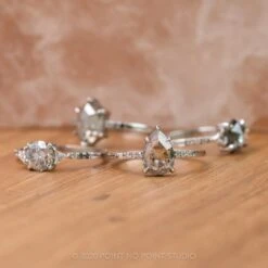 1.15 Carat Salt And Pepper Round Diamond Engagement Ring, Ombre Eliza Setting, 14K White Gold -Point No Point Studio Store 20200806 SFS0357 07783ca7 4f56 407f af3c fee426b0fc4a