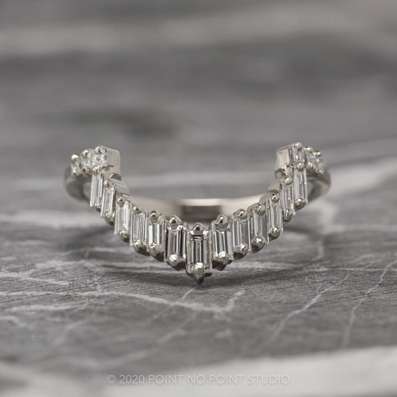 Baguette And Princess Cut Diamond Wedding Band, Gretchen Setting, 14K White Gold 1 Baguette And Princess Cut Diamond Wedding Band, Gretchen Setting, 14K White Gold