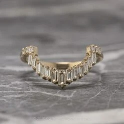 Baguette And Princess Cut Diamond Wedding Band, Gretchen Setting, 14K Yellow Gold