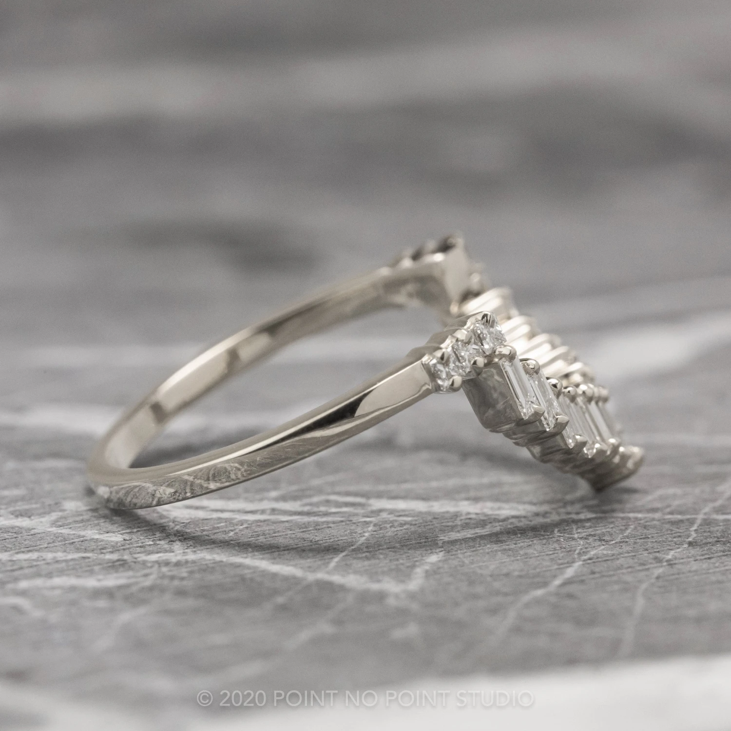 Baguette And Princess Cut Diamond Wedding Band, Gretchen Setting, 14K White Gold 2 Baguette And Princess Cut Diamond Wedding Band, Gretchen Setting, 14K White Gold - Image 2