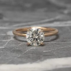 1.5 Carat Round Moissanite Engagement Ring, Jane Setting, 14k Rose Gold