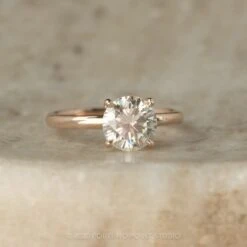 1.5 Carat Round Moissanite Engagement Ring, Jane Setting, 14k Rose Gold -Point No Point Studio Store 20201022 SFS0214 33645d45 4a64 4ab6 b24b 3f148ca340e7