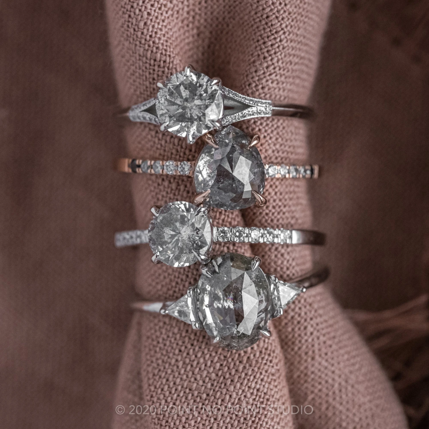 1.11 Carat Salt And Pepper Round Diamond Engagement Ring, Jules Setting, 14K White Gold 5 1.11 Carat Salt And Pepper Round Diamond Engagement Ring, Jules Setting, 14K White Gold - Image 5