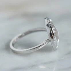 2.03 Carat Grey Speckled Crescent Moon Engagement Ring, Starling Setting, 14K White Gold -Point No Point Studio Store 20210304 SFS0126