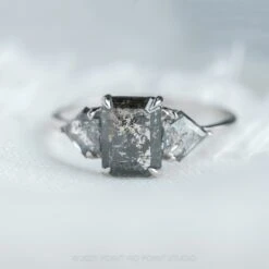 2.59 Carat Salt And Pepper Emerald Diamond Engagement Ring, Zoe Setting, Platinum 12 2.59 Carat Salt And Pepper Emerald Diamond Engagement Ring, Zoe Setting, Platinum -Point No Point Studio Store 20210318 SFS0060 c97de565 3b97 46c8 894e 6396110175f0