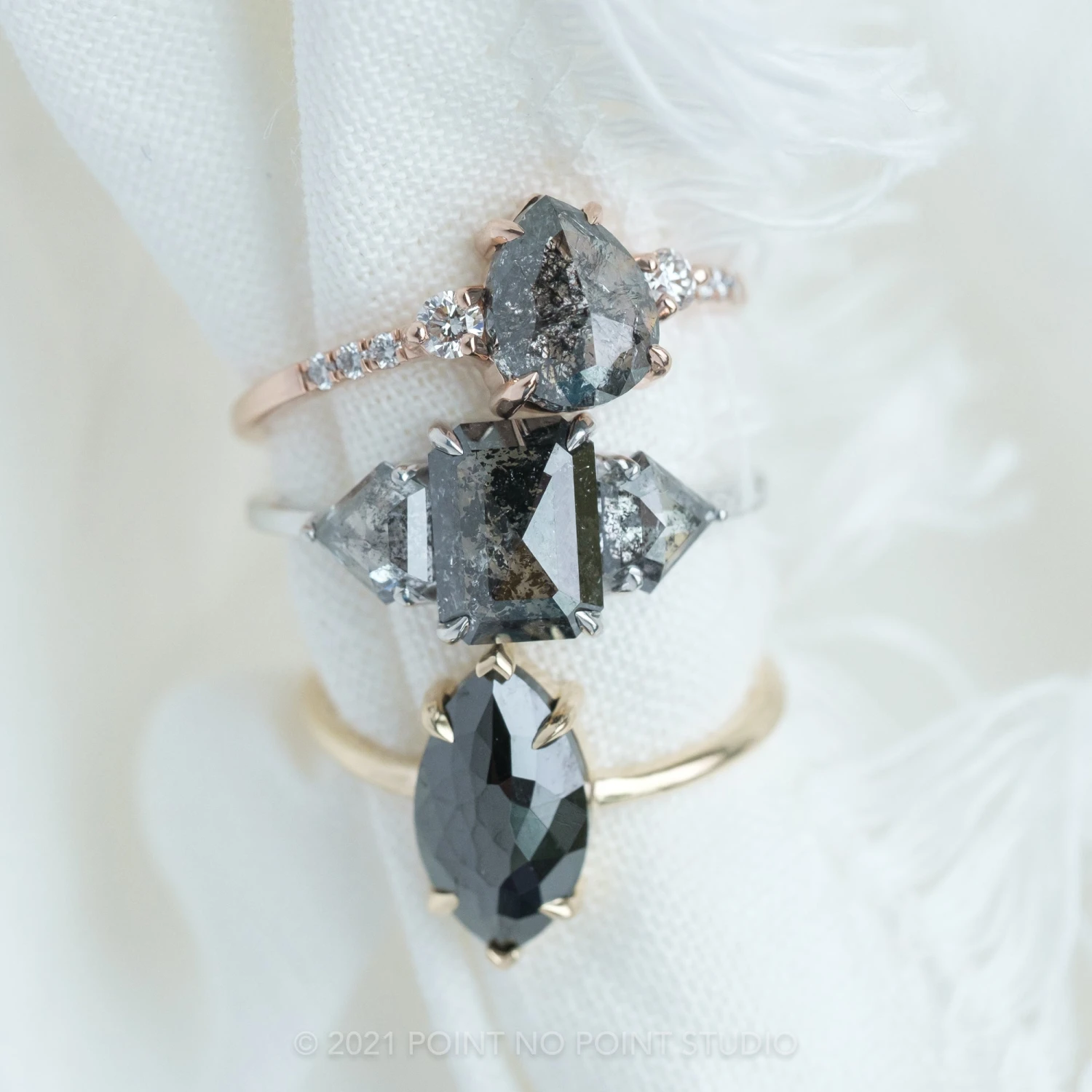 2.59 Carat Salt And Pepper Emerald Diamond Engagement Ring, Zoe Setting, Platinum 6 2.59 Carat Salt And Pepper Emerald Diamond Engagement Ring, Zoe Setting, Platinum - Image 6