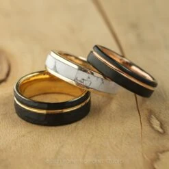 14k Yellow Gold Howlite Inlay Ring -Point No Point Studio Store 20210318 SFS0117