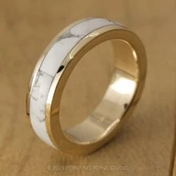14k Yellow Gold Howlite Inlay Ring