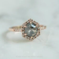 1.34 Carat Salt And Pepper Hexagon Diamond Engagement Ring, Fiona Setting, 14K Rose Gold 14 1.34 Carat Salt And Pepper Hexagon Diamond Engagement Ring, Fiona Setting, 14K Rose Gold -Point No Point Studio Store 20210520 SFS1984 00354088 0f89 49b1 af7a 7abe8b54f7c7