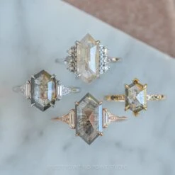 2.47 Carat Salt And Pepper Hexagon Diamond Engagement Ring, Azalea Setting, 14K White Gold 14 2.47 Carat Salt And Pepper Hexagon Diamond Engagement Ring, Azalea Setting, 14K White Gold -Point No Point Studio Store 20210617 SFS0159 44b3fb9e 2bbd 4cc9 ad35 e48150070ada