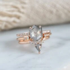 1.52 Carat Salt And Pepper Hexagon Diamond Engagement Ring, Jules Setting, 14k Rose Gold 24 1.52 Carat Salt And Pepper Hexagon Diamond Engagement Ring, Jules Setting, 14k Rose Gold -Point No Point Studio Store 20210708 SFS0147 8997dca2 37ab 471a 86c0 e3b881684186