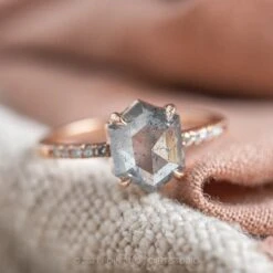 1.52 Carat Salt And Pepper Hexagon Diamond Engagement Ring, Jules Setting, 14k Rose Gold 22 1.52 Carat Salt And Pepper Hexagon Diamond Engagement Ring, Jules Setting, 14k Rose Gold -Point No Point Studio Store 20210708 SFS0175 5f645265 5c71 4036 815a af3d9bf15ac3